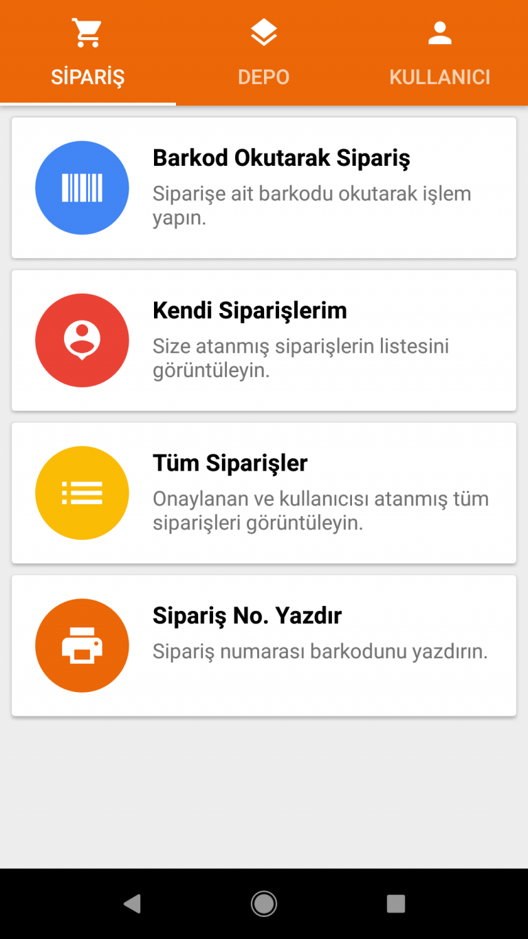 BiDepo Ekran 5 - Android el terminali depo ve sipariş toplama uygulaması