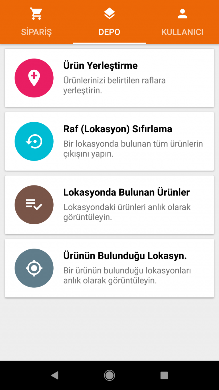BiDepo Ekran 6 - Android el terminali depo ve sipariş toplama uygulaması