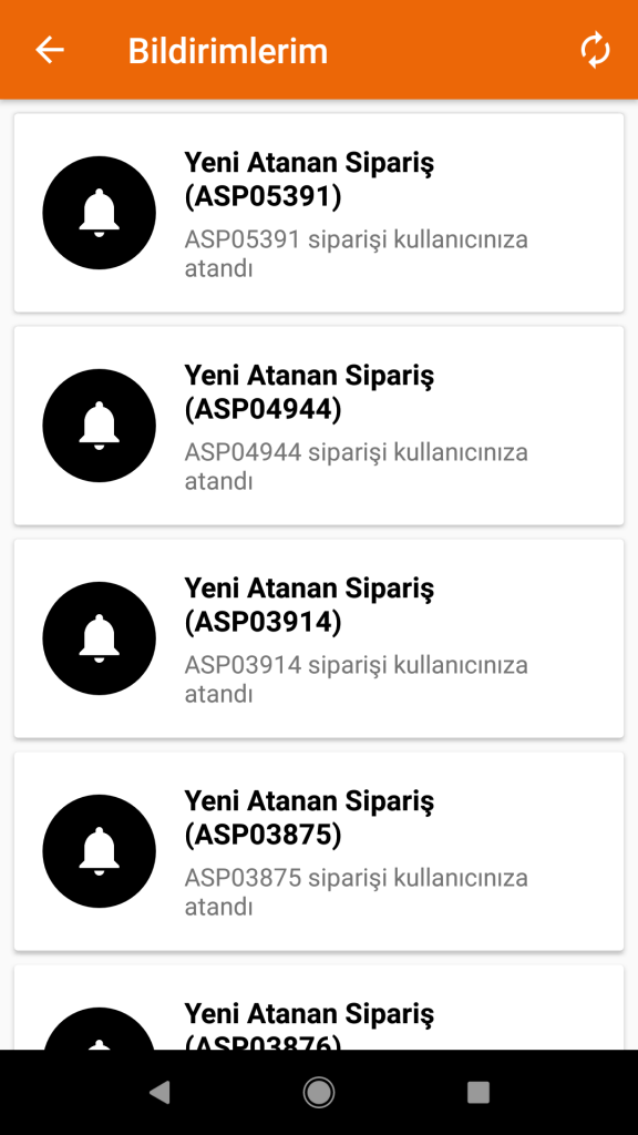 BiDepo personele atanan siparişleri görüntüleme ve ürün toplama seçim ekranı